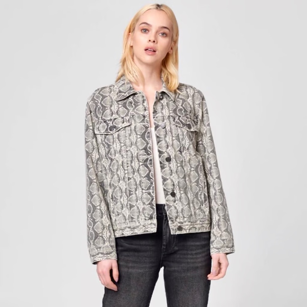 Blank Nyc Snakeskin Python Print Button Up Denim … - image 2